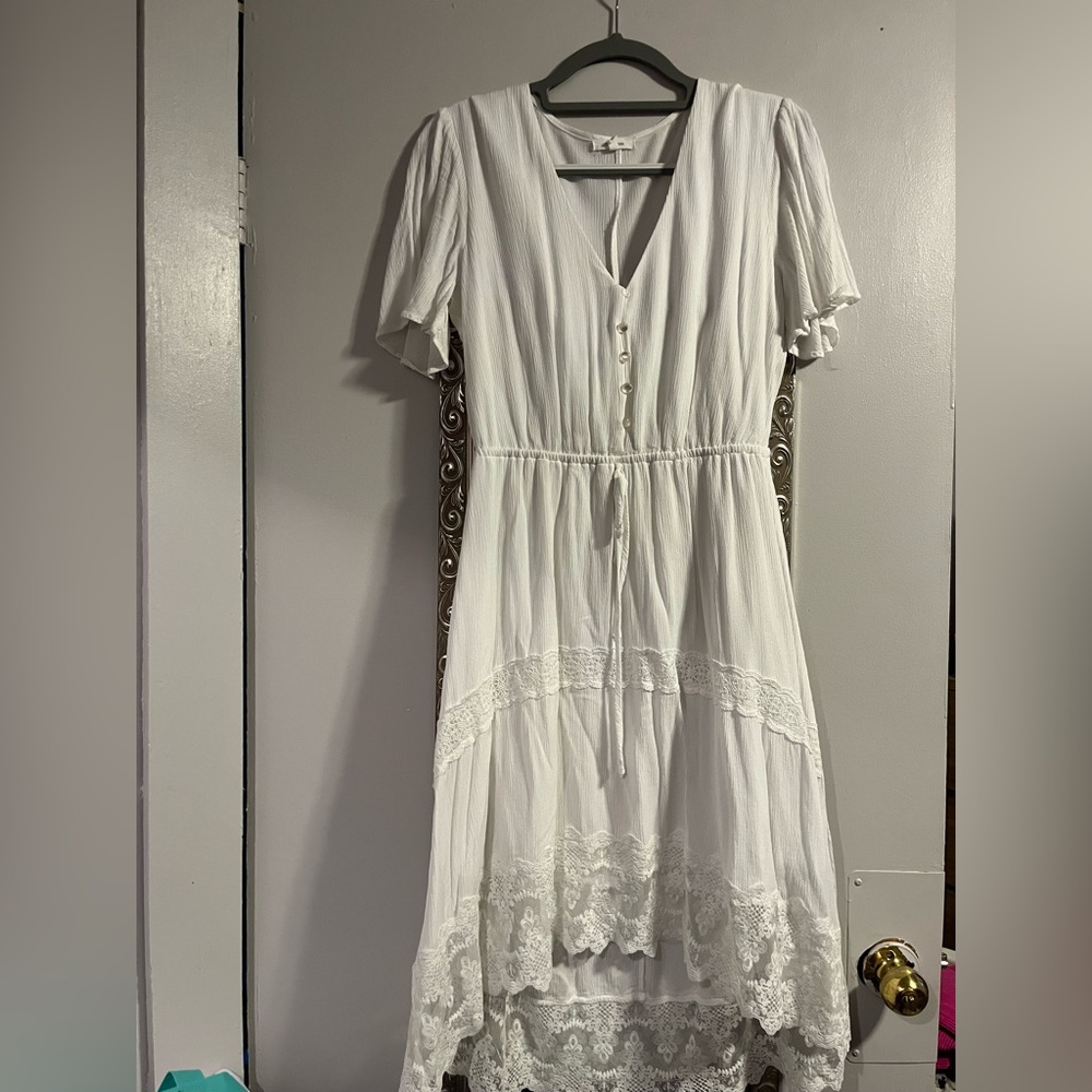 Maurices White Button-Front Midi Dress